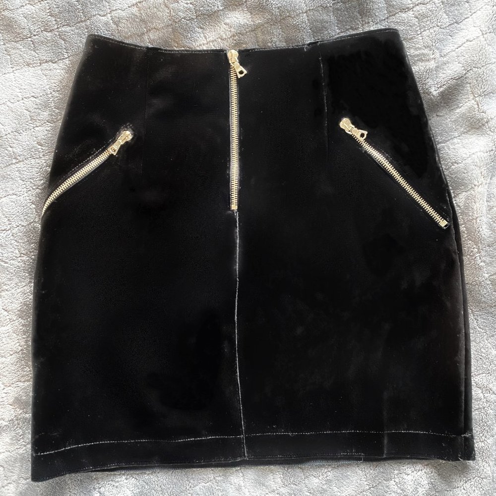 Sandro Paris Black Velvet Mini Skirt, Size 4-6